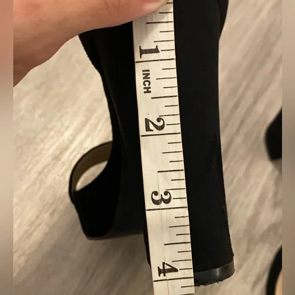 Athlefit Black High Heels Platform Block Heel Chunky Faux Suede Ankle Strap 7.5 - Picture 16 of 16